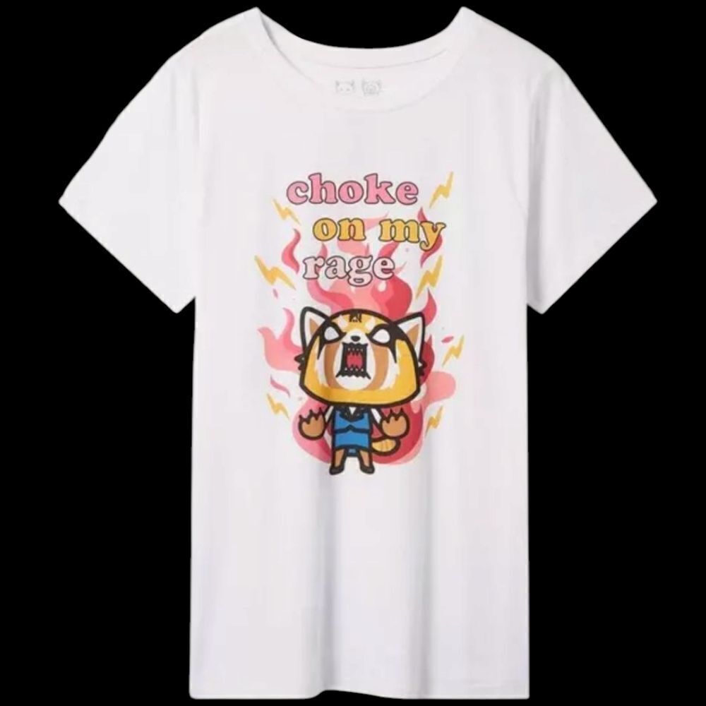 5X 28W Pink Aggretsuko Tee Flames Sanrio Choke On My Rage Plussize Fox Cartoon